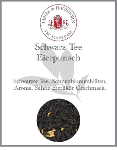 Lerbs & Hagedorn, Schwarz Tee Eierpunsch | Sahne-Eierlikör Geschmack 250g (Ca. 20 Liter) Sonnenblumenblüten von Lerbs & Hagedorn