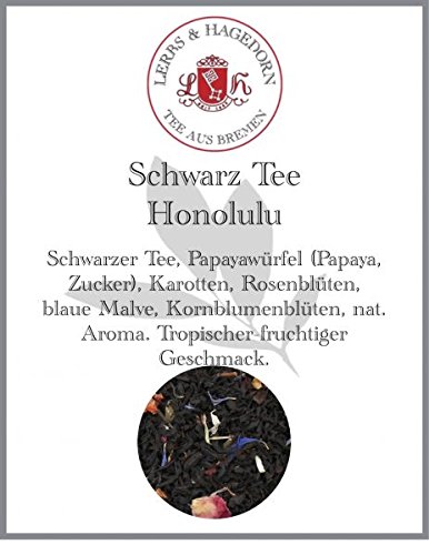 Lerbs & Hagedorn, Schwarz Tee Honolulu | Tropischer-fruchtiger Geschmack 1kg (Ca. 81 Liter) Papayawürfel, Karotten von Lerbs & Hagedorn