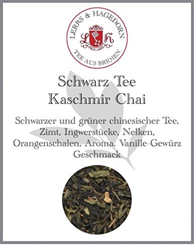 Lerbs & Hagedorn, Schwarz Tee Kaschmir Chai | Vanille-Gewürz Geschmack 1kg (Ca. 81 Liter) Zimt, Ingwerstücke, Nelken von Lerbs & Hagedorn