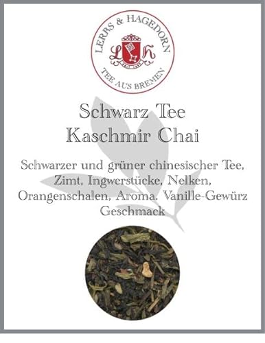 Lerbs & Hagedorn, Schwarz Tee Kaschmir Chai | Vanille-Gewürz Geschmack 250g (Ca. 20 Liter) Zimt, Ingwerstücke, Nelken von Lerbs & Hagedorn