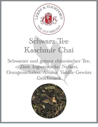 Lerbs & Hagedorn, Schwarz Tee Kaschmir Chai | Vanille-Gewürz Geschmack 250g (Ca. 20 Liter) Zimt, Ingwerstücke, Nelken von Lerbs & Hagedorn