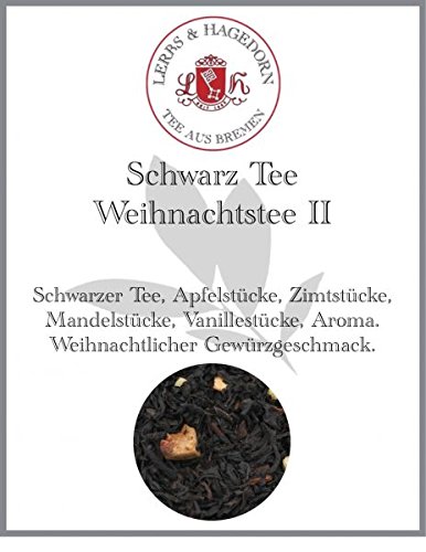 Lerbs & Hagedorn, Schwarz Tee Weihnachtstee II | Weihnachtlicher Gewürzgeschmack 1kg (Ca. 81 Liter) Apfelstücke, Zimtstücke, Mandelstücke von Lerbs & Hagedorn