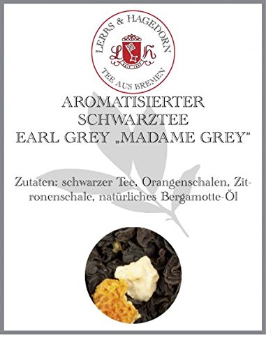 Lerbs & Hagedorn, Schwarzer Tee Earl Grey Madame Grey | Bergamotte 2kg Ca. (162 Liter) Schwarzer Tee, Zitronenschalen, Orangenschalen von Lerbs & Hagedorn