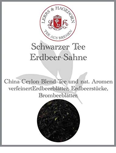 Lerbs & Hagedorn, Schwarzer Tee Erdbeer Sahne |Aromatisch Sahnige Erdbeer Note 250g (ca. 21 Liter) Erdbeerblätter, Brombeerblätter Erdbeerstücke von Lerbs & Hagedorn