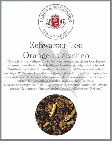 Lerbs & Hagedorn, Schwarzer Tee Orientalische Gewürz Mischung | Leicht Rauchig mit Orange-Vanille-Geschmack 1kg (ca. 81 Liter)Orangenschalen von Lerbs und Hagedorn