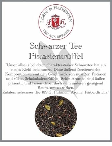 Lerbs & Hagedorn, Schwarzer Tee Pistazientrüffel | Nussig Schokoladig 1kg (ca. 81 Liter) Mit Pistazien, Färberdisteln von Lerbs und Hagedorn