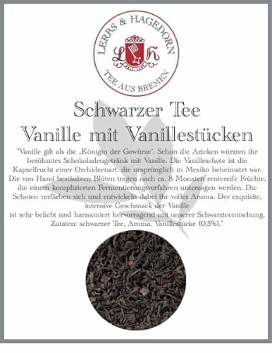 Lerbs & Hagedorn, Schwarzer Tee Vanille mit Vanillestücken |Exquisiter Intensiver Geschmack 1kg (ca. 81 Liter) Mit Vanillestücken von Lerbs & Hagedorn Bremen