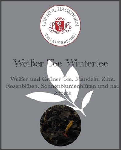 Lerbs & Hagedorn, Weißer Wintertee | 250g (ca. 21 Liter) Weißer tee, Grüner Zee, Mandeln, Zimt, Rosenblüten, Sonnenblumenblüten von Lerbs & Hagedorn
