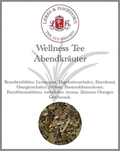 Lerbs & Hagedorn, Wellness Tee Abendkräuter |Zitronen-Orangen Geschmack 1kg (ca. 71 Liter) Brombeerblätter, Lemongras, Hagebuttenschalen von Lerbs & Hagedorn