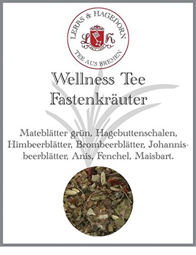 Lerbs & Hagedorn, Wellness Tee Fastenkräuter | 1kg (ca. 71 Liter) Mateblätter grün, Hagebuttenschalen, Himbeerblätter, Brombeerblätter von Lerbs & Hagedorn