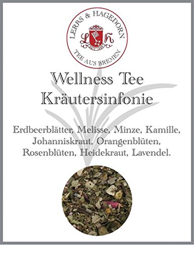 Lerbs & Hagedorn, Wellness Tee Kräutersinfonie | 1kg (ca 71 Liter) Erdbeerblätter, Melisse, Minze, Kamille, Johanniskraut, Orangenblüten von Lerbs & Hagedorn
