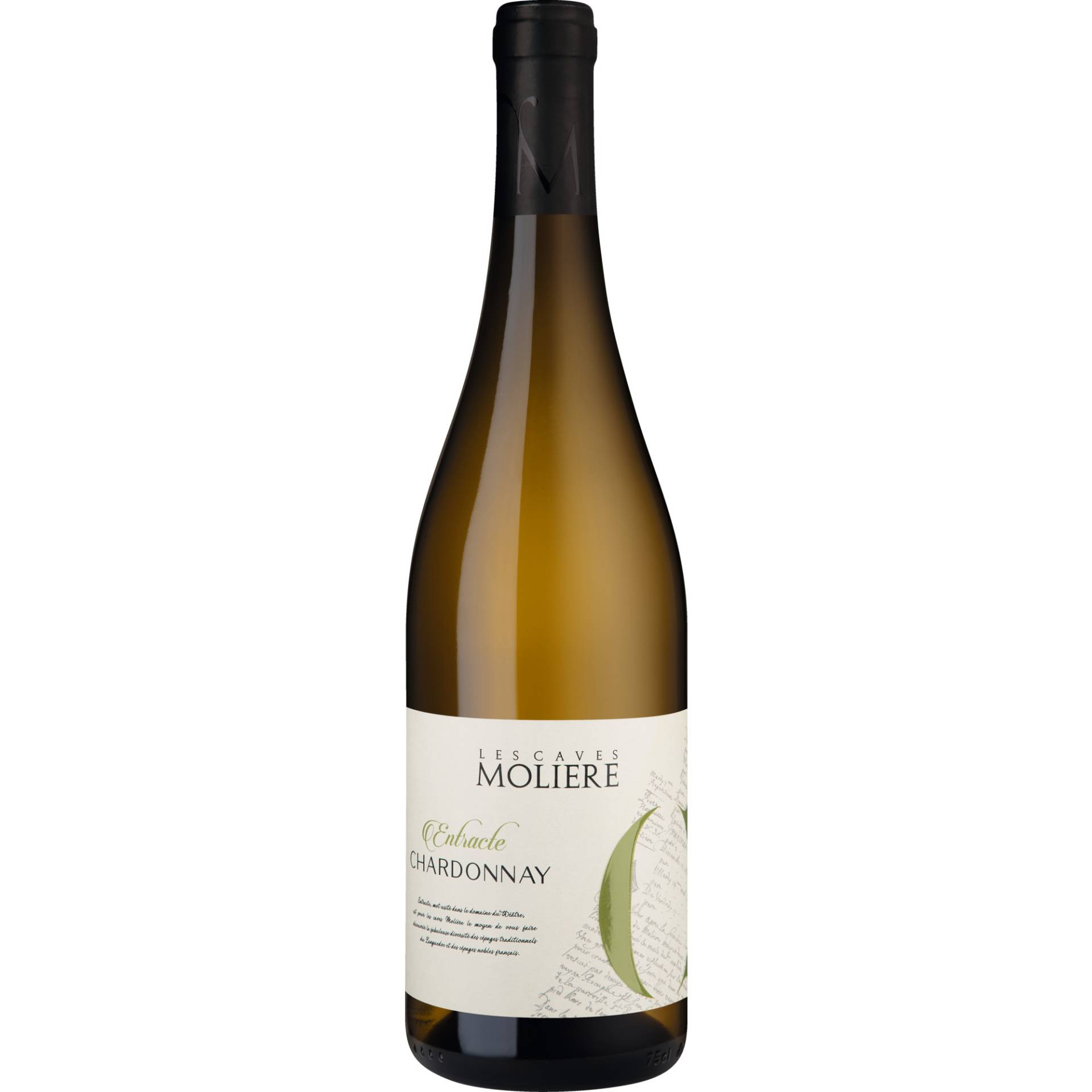 Entracte Chardonnay, Pays d'Oc IGP, Languedoc-Roussillon, 2023, Weißwein von Les Caves Moliere , 34290 Abeilhan, France