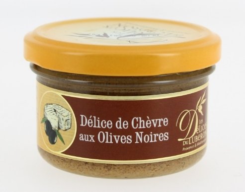 Les Délices du Luberon - Délice de Chèvre aux Olives Noires (Ziegenkäse-Paste mit schwarzen Oliven) 90 g von Les Délices du Luberon