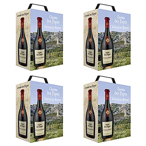 Chemin des Papes Côtes du Rhône Rotwein trocken Bag-in-Box Frankreich (4x 3L) von Les Grands Chais de France