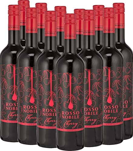 Rosso Nobile Cherry - Les Grands Chais de France- Rotwein mit feinen Aromen nach Sauerkirsche 12 x 0,75l VINELLO - 12er - Weinpaket inkl. kostenlosem VINELLO.weinausgießer von Les Grands Chais de France
