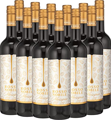 Rosso Nobile Marzipan von Les Grands Chais de France - Rotwein mit unglaublich fruchtbetonten Marzipan Geschmack 12 x 0,75l VINELLO - 12er - Weinpaket inkl. kostenlosem VINELLO.weinausgießer von Les Grands Chais de France