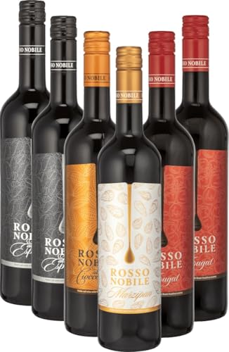 Rosso Nobile Probierpaket - Rosso Nobiles cremige Versuchung von Les Grands Chais de France 6 x 0,75l VINELLO - 6er - Probierpaket inkl. kostenlosem VINELLO.weinausgießer von GREAT BRITISH TRADING LIMITED