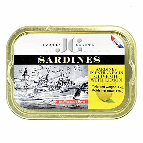 Französische Sardinen mit Zitrone in Olivenöl vierge extra, 115g, Jaques Gonidec von Les Mouettes d'Arvor