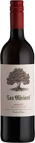 Les Oliviers Merlot Mourvèdre, Pays d’Oc (Case of 6x75cl) Frankreich/Gascony&Languedoc, Rotwein (GRAPE MERLOT 80%, MOURVEDRE 20%) von Les Oliviers