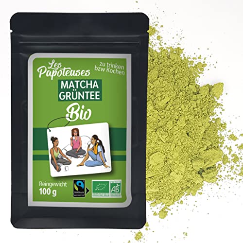 LES PAPOTEUSES | Matcha-Grüntee-Pulver | 100g Flachbeutel | Chinesischer grüner Tee | Zertifiziert biologisch und fair gehandelt von LES PAPOTEUSES