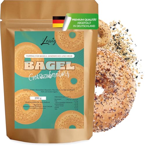 Lessig | alles Bagel Gewürz | Everything But The Bagel Seasoning Gewürzmischung Bagel Topping | - 200g - Seasoning mit Mohn, Sesam, Fleur de Sel & Röstzwiebeln von Lessig