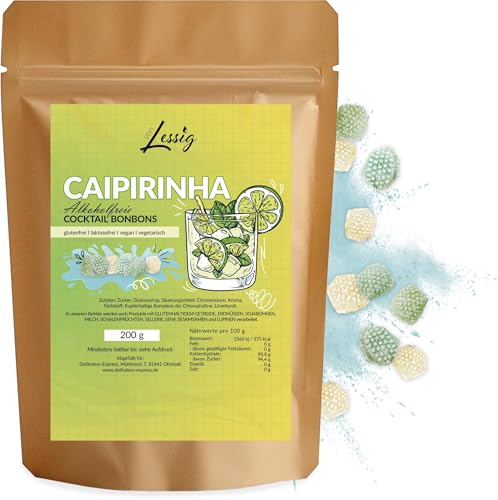 Lessig | 200g Cocktail Bonbons Caipirinha - Limetten Geschmack - Fruchtbonbons - Bonbon ohne Alkohol - Fruchtbonbon - hergestellt in deutscher Manufaktur von Lessig