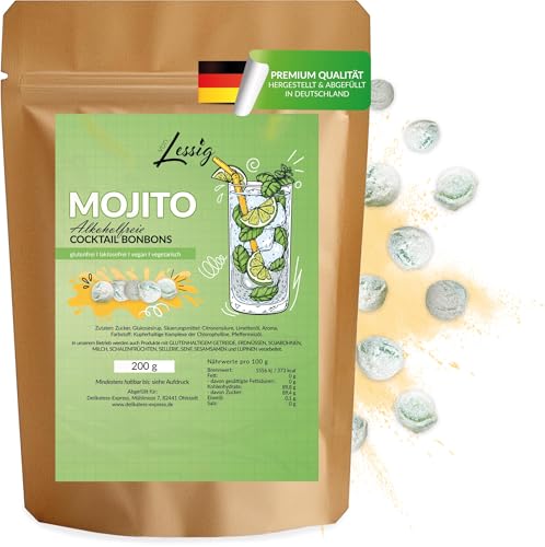 Lessig | 200g Cocktail Mojito Bonbons - Limette Minze Geschmack - Fruchtbonbons - Bonbon ohne Alkohol - Fruchtbonbon - hergestellt in deutscher Manufaktur von Lessig