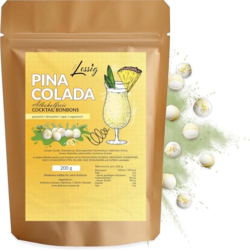 Lessig | 200g Cocktail Bonbons Pina Colada - Ananas Kokos Geschmack - Fruchtbonbons - Bonbon ohne Alkohol - Fruchtbonbon - hergestellt in deutscher Manufaktur von Lessig