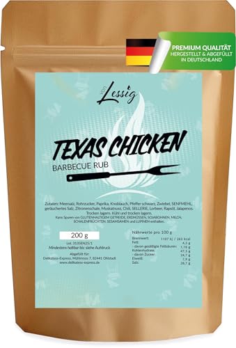Lessig | 200g Grill Gewürze - Steakgewürz - Gewürzmischung für Hänchen, Steak & Dutch Oven - (200g, Texas Chicken) von Lessig