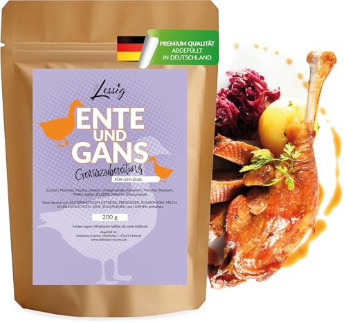 Lessig | 200g & Gänse Braten Gewürz, Gewürzmischung für Entenbraten & Gänsebraten, Würzmischung für Geflügel, Truthahn & Pute Lessig | 200g & Gänse Braten Gewürz, Gewürzmischung für Entenbraten & Gänsebraten, Würzmischung für Geflügel, Truthahn & Pute von Lessig