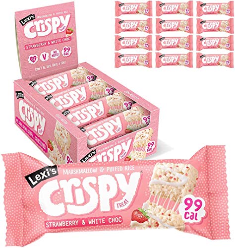 Crispy Treats Strawberry & White Chocolate 12er Box | Marshmallow Rice Crispy Riegel mit nur 99 Kalorien - Healthy to go Snack Crispy Treats Strawberry & White Chocolate 12er Box | Marshmallow Rice Crispy Riegel mit nur 99 Kalorien - Healthy to go Snack von Lexi's