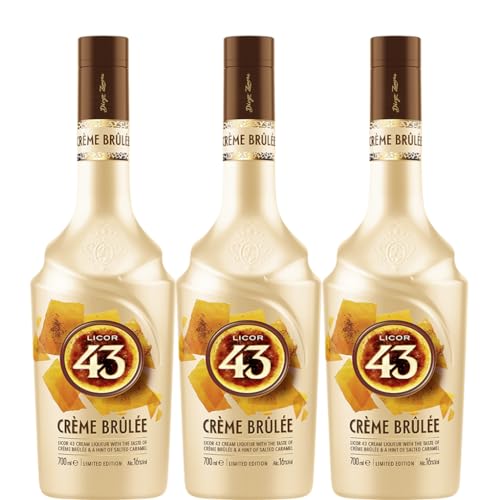 Licor 43 Crème Brûlée 16% vol (3 x 0,7 l) Premium Creme Likör kombiniert Licor 43 Original mit dem weltweit beliebten Dessert-Geschmack von Crème Brûlée von Licor 43