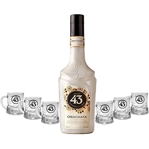 Licor 43 Cuarenta y Tres Orochata Set - Licor 43 Orochata 0,7l 700ml (16% Vol) + 6x Shotgläser -[Enthält Sulfite] Likör Liquor 43er von Licor 43