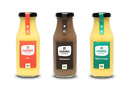 LIEBELEI - Bio Eierlikör Set 3 x 0.2l - Vanille, Schokolade, Orange, Eierlikör Probierset, 14% Vol., Edler Eierlikör als Geschenk für Weihnachten von LIEBELEI