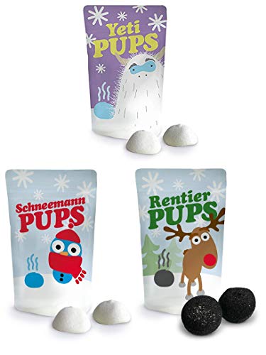 Liebeskummerpillen | Weihnachts-Pups-Set | Rentier-, Schneemann- und Yeti-Pupse zum Essen | Spaß-Geschenk zur Weihnachtszeit, für Adventskalender und zum Wichteln von Liebeskummerpillen