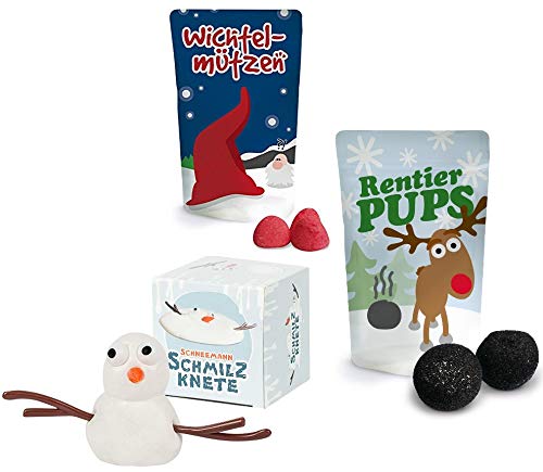 Liebeskummerpillen | Weihnachts-Set | Schneemann Schmilz-Knete, Rentier-Pupse und Wichtel-Mützen von Liebeskummerpillen