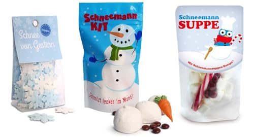 Liebeskummerpillen | weihnachtliches Schneeman-Set | Snowman Kit, Schneemann-Suppe und "Schnee von Gestern"-Esspapier zum Essen | Spaß-Geschenk zur Weihnachtszeit, für Adventskalender und zum Wichteln von Liebeskummerpillen