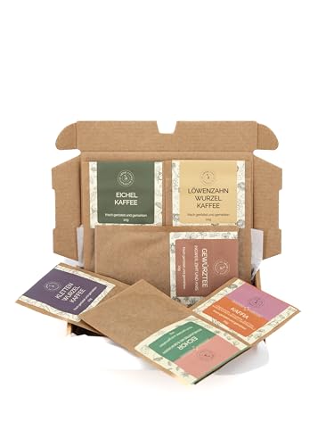 Sechs Kaffeealternativen-Set zum Testen von LIEVIE. Koffeinfreie Kaffeealternativen 60g - EICHELKAFFEE, LÖWENZAHNWURZELKAFFEE, KLETTENWURZELKAFFEE, GEWÜRZTEE, EICHOR und KAFFIA Sechs Kaffeealternativen-Set zum Testen von LIEVIE. Koffeinfreie Kaffeealternativen 60g - EICHELKAFFEE, LÖWENZAHNWURZELKAFFEE, KLETTENWURZELKAFFEE, GEWÜRZTEE, EICHOR und KAFFIA von Lievie