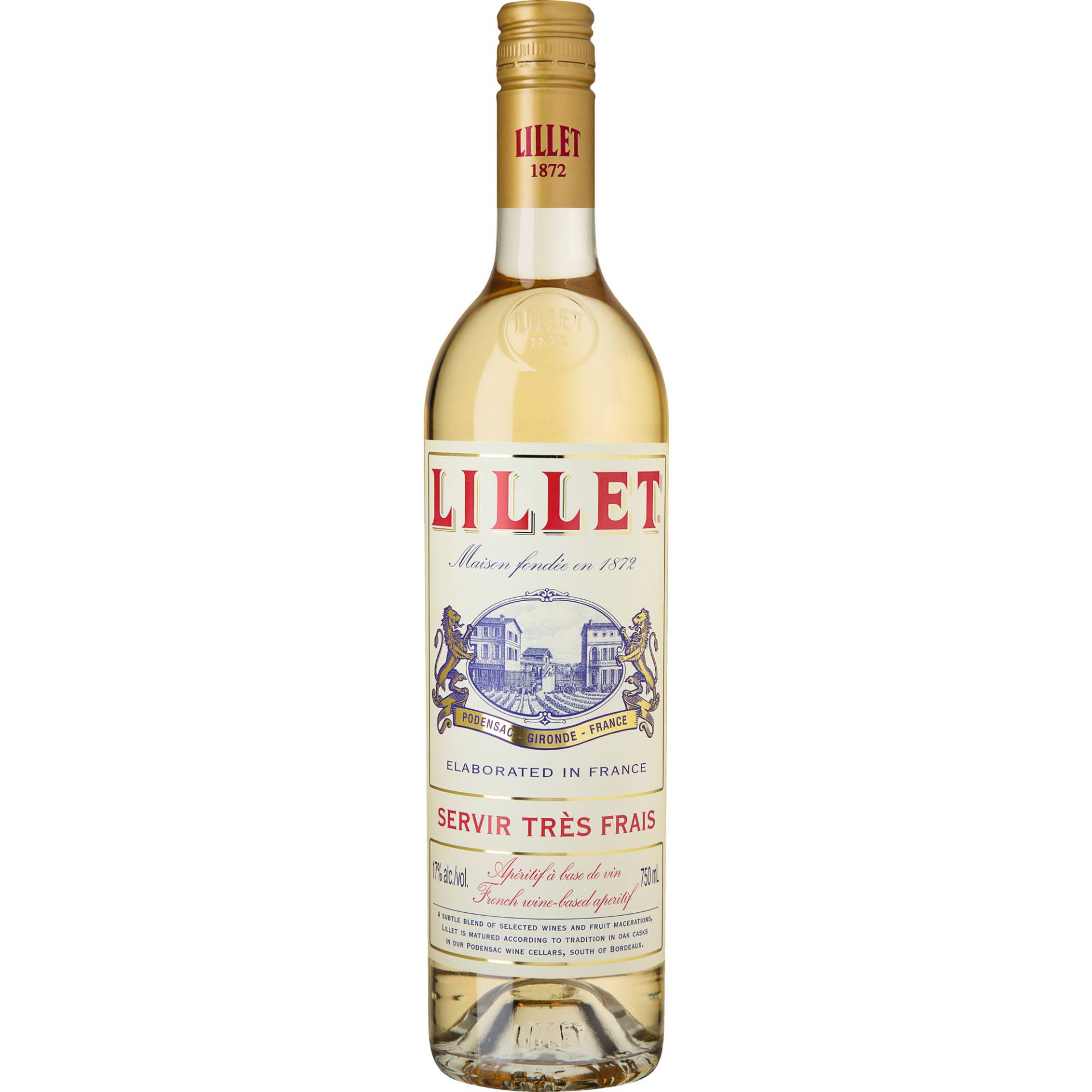 Lillet Blanc, Apéritif à base de vin, 17%, Spirituosen von Lillet Frères, BP2, 33720 Podensac, France