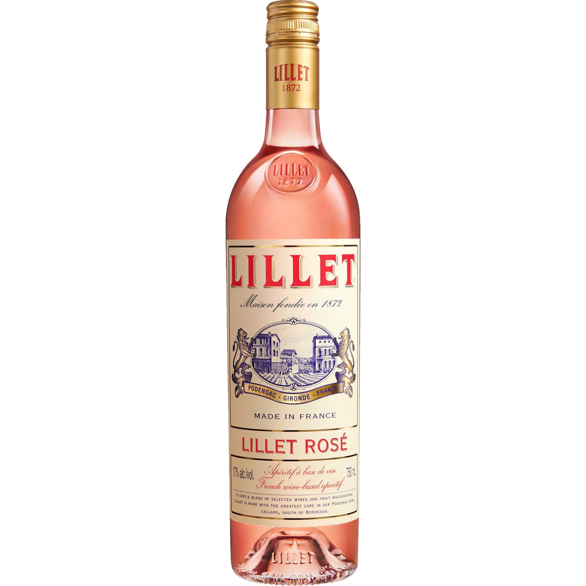 Lillet Rosé, Apéritif à base de vin, 17% Vol, Spirituosen von Lillet Frères, BP2, 33720 Podensac, France