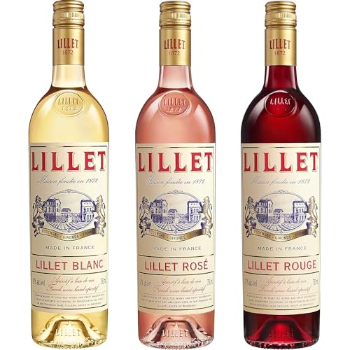 Lillet 3er Set - Französischer Weinaperitif –mit fruchtig-frischem Geschmack: Lillet Blanc + Lillet Rosé + Lillet Rouge – 3 x 0,75 l von Lillet