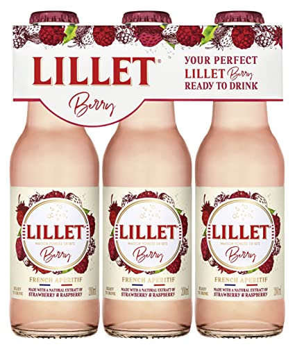 Lillet Berry, vorgemischter Drink aus Lillet Blanc, Erdbeer- & Himbeer-Aromen, fruchtiger Aperitif, aromatisiertes alkoholisches Mixgetränk, 3 x 200ml von Lillet