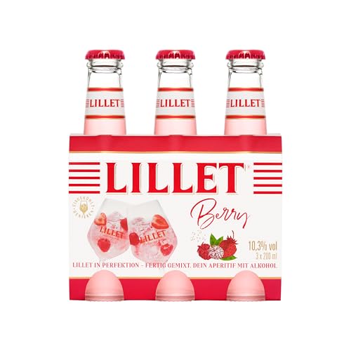 Lillet Berry, vorgemischter Drink aus Lillet Blanc, Erdbeer- & Himbeer-Aromen, fruchtiger Aperitif, aromatisiertes alkoholisches Mixgetränk, 3 x 200ml von Lillet