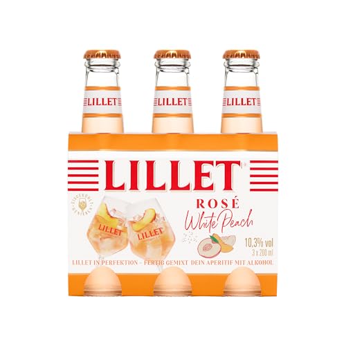 Lillet Rosé White Peach, vorgemischter Drink aus Lillet Rosé & Pfirsich-Aroma, fruchtiger Aperitif, aromatisiertes alkoholisches Mixgetränk, 3 x 200ml von Lillet