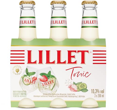 Lillet Tonic, vorgemischter Drink aus Lillet Blanc, Gurke & Minze, spritzig-herber Aperitif, aromatisiertes alkoholisches Mixgetränk, 3 x 200ml von Lillet