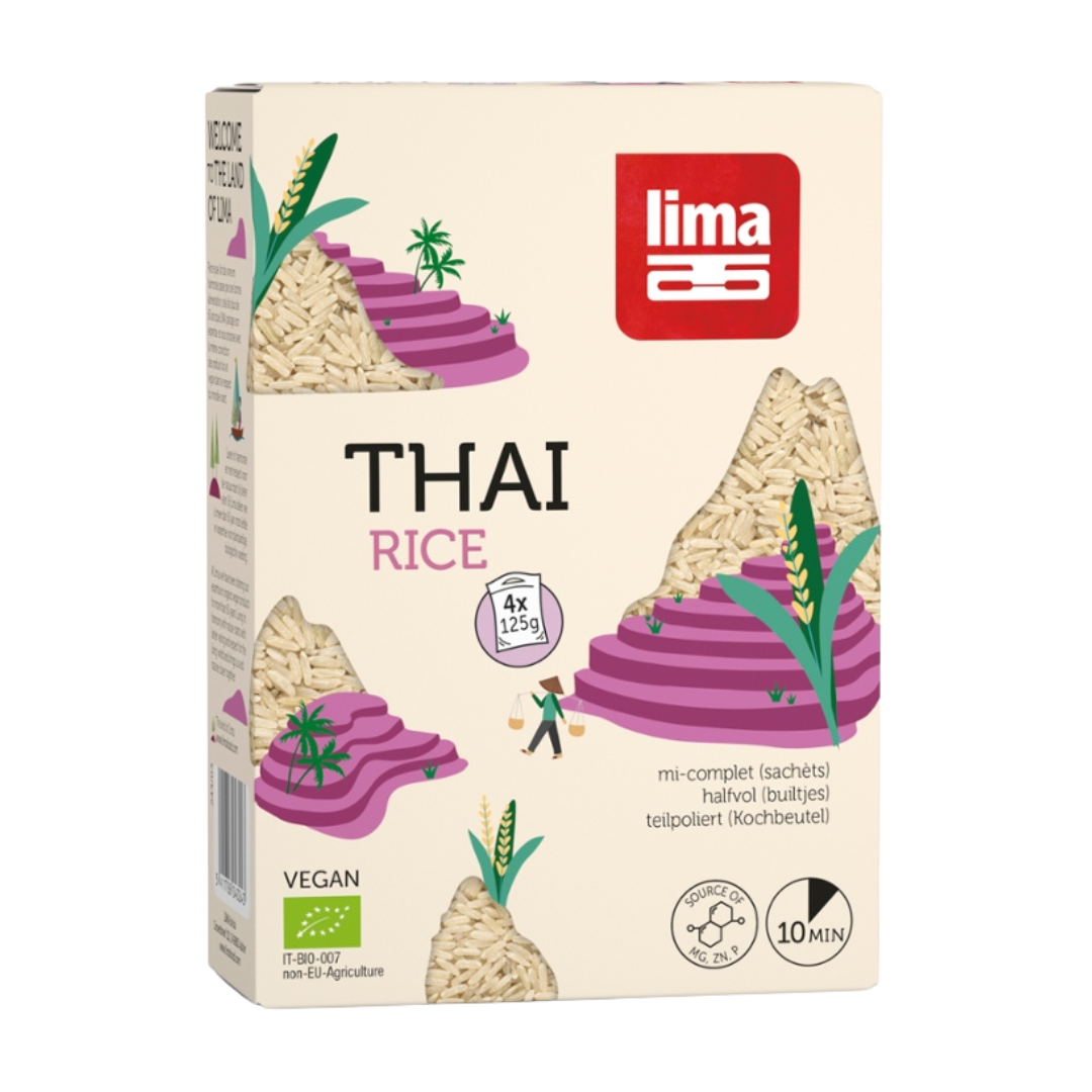 Bio Thai Reis teilpoliert in Kochbeuteln von Lima