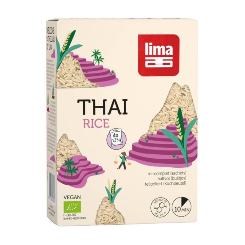 Bio Thai Reis teilpoliert in Kochbeuteln von Lima