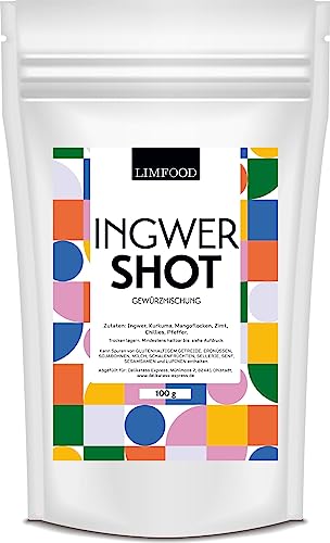 Limfood | 100g Ingwer Shot Pulver, fruchtig scharfer Ingwer Geschmack - in sekundenschnelle zubereitet - harmonisch abgestimmter Geschmack Limfood | 100g Ingwer Shot Pulver, fruchtig scharfer Ingwer Geschmack - in sekundenschnelle zubereitet - harmonisch abgestimmter Geschmack von Limfood