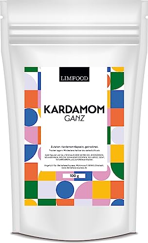 Limfood | 100g Kardamom ganz grün aus Guatemala, ganzer Kardamom in Premiumqualität, Kardamomkapseln von Limfood