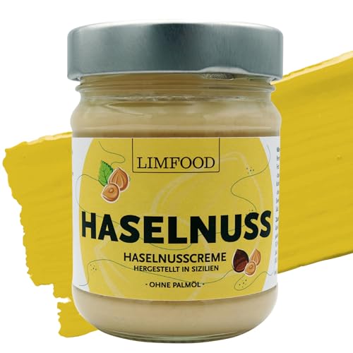 Limfood | 190g Haselnusscreme süß, 45% Haselnussanteil, hergestellt in Bronte, Italien, süßer Brotaufstrich | hoher Nussanteil | ohne Palmöl Limfood | 190g Haselnusscreme süß, 45% Haselnussanteil, hergestellt in Bronte, Italien, süßer Brotaufstrich | hoher Nussanteil | ohne Palmöl von Limfood
